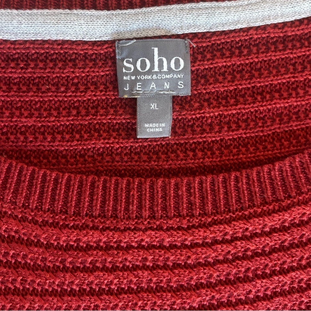 Soho NY&C Red Knit Tunic Sweater Size XL – 3/4 Sleeve Textured Soft Top - Picture 2 of 8